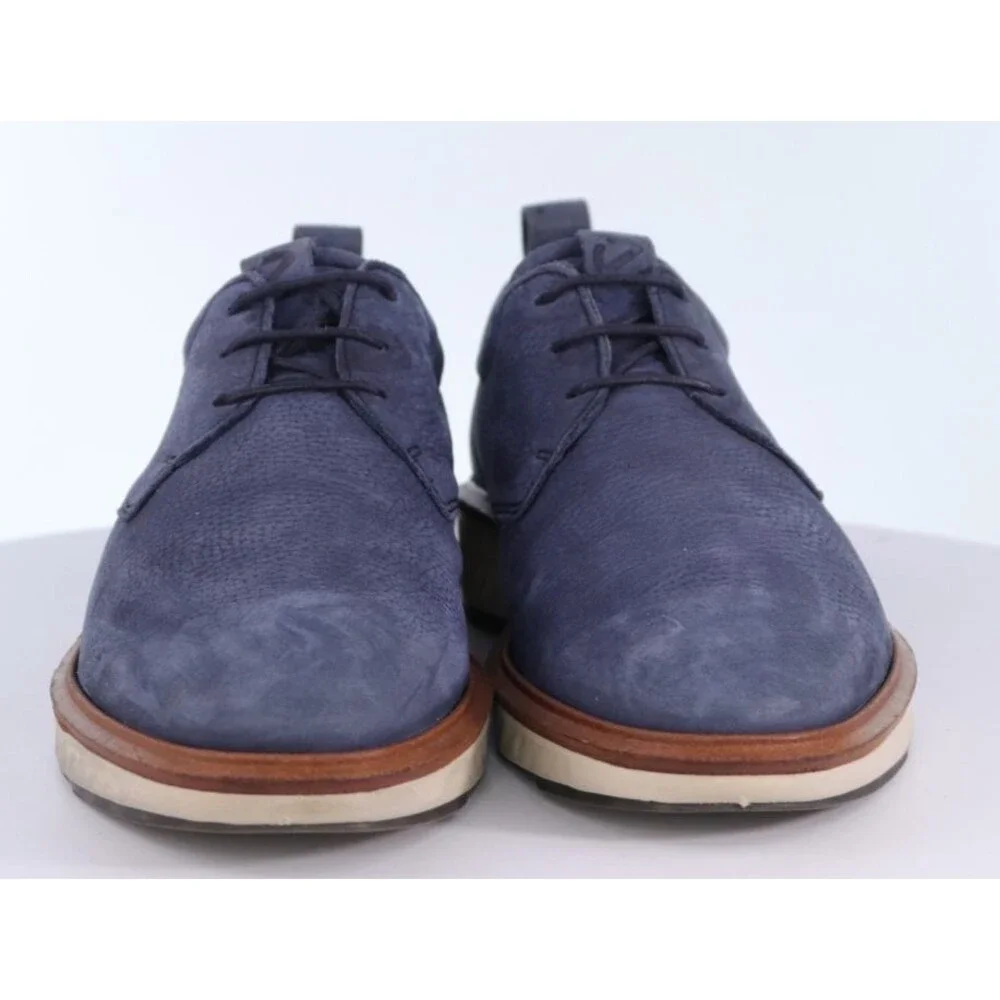 ECCO ST.1 Hybrid Men's Plain Toe Derby Shoes Size EU 40 US 6-6.5 Leather Blue